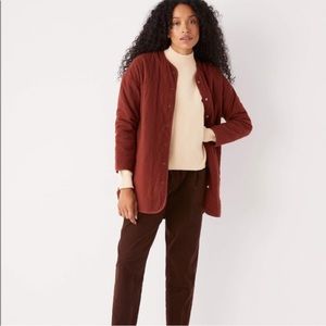 Frank & Oak long quilted overpiece jacket in Mahogany